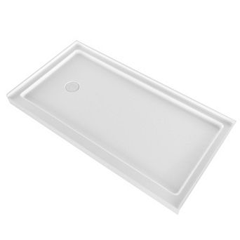 VEVOR Shower Pan, 60″ L x 32″ W Single Threshold Shower Base, Rectangle Acrylic & PVC Base in White