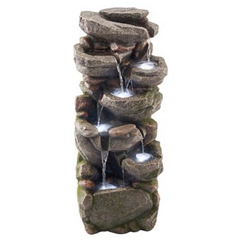 VEVOR Outdoor Water Fountain, 38.98 in Height Fountain and Waterfall, 7 tier Floor Standing