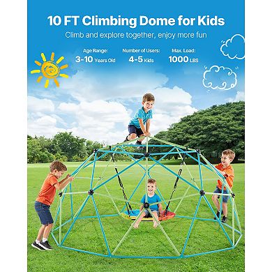 VEVOR Climbing Dome, 10FT Geometric Dome Climber with Saucer Swing,1000LBS,for 3 to 10 Years Old