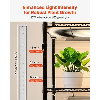 VEVOR Plant Shelf with Grow Light, 6-Tier Double-Row Plant Stand, 71in Tall with Wheels & Timer