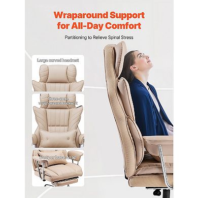 VEVOR Executive Office Chair with Footrest, 400lb Capacity Office Chair with Lumbar Pillow