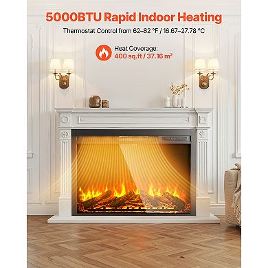 VEVOR Electric Fireplace Insert, 40 in Recessed and Wall Mounted with Adjustable Flame Color