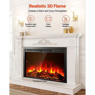 VEVOR Electric Fireplace Insert, 40 in Recessed and Wall Mounted with Adjustable Flame Color