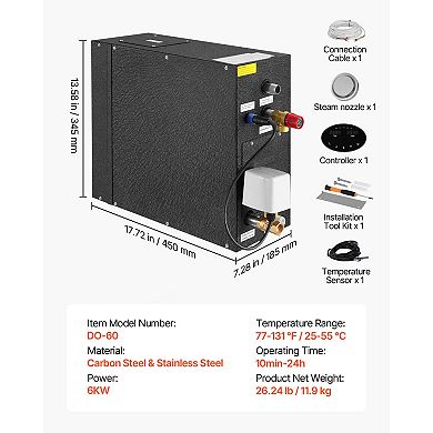 VEVOR Steam Generator, 6 kW Steam Shower System with Controller for Home Sauna Bath Spa