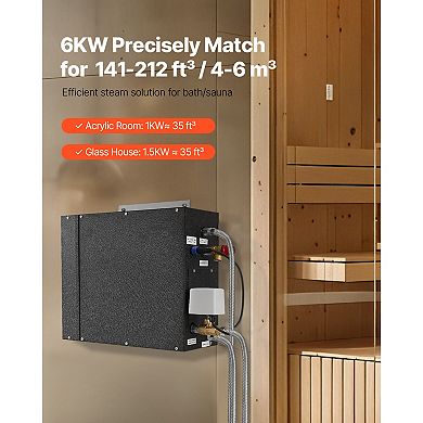 VEVOR Steam Generator, 6 kW Steam Shower System with Controller for Home Sauna Bath Spa
