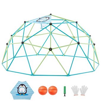 VEVOR Climbing Dome, 10FT Geometric Dome Climber for Kids, 1000LBS with Octopus Net & 2 Basketballs