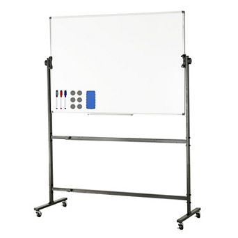 VEVOR Rolling Whiteboard, 48x32 inch Double-Sided Magnetic Mobile Whiteboard, 360° Reversible