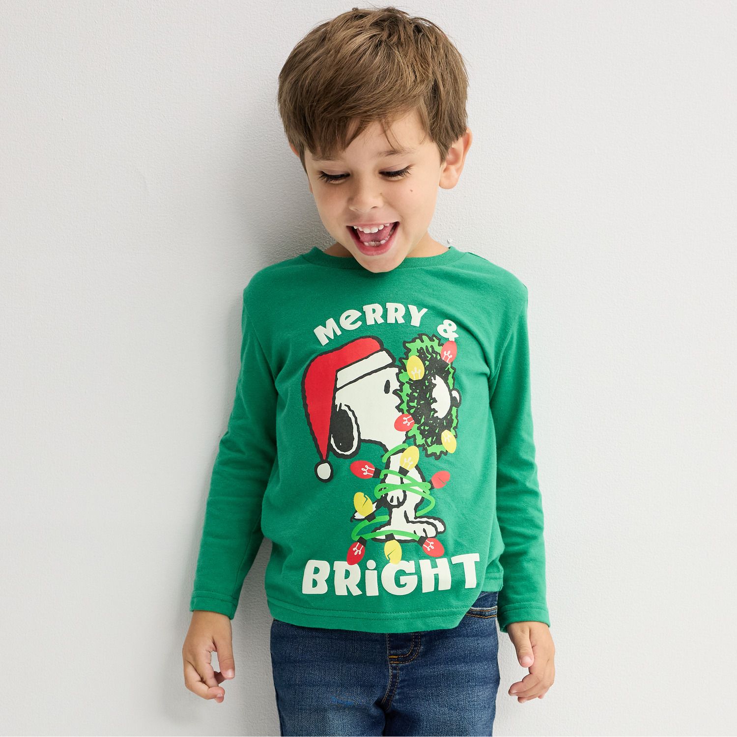 Футболка Jumping Beans® Peanuts Snoopy Merry & Bright Long Sleeve Graphic для малышей — фото 1