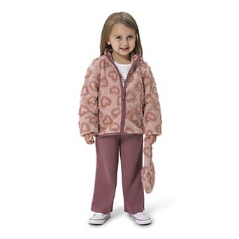 Baby & Toddler Girl Little Lass 4 pc Heart Sherpa Jacket, Top, Pants & Purse Set