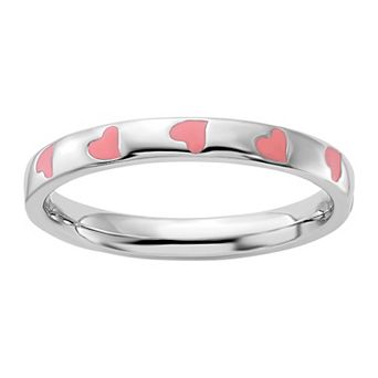 Stacks & Stones Sterling Silver Enameled Hearts Stackable Ring