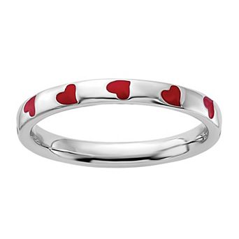 Stacks & Stones Sterling Silver Enameled Hearts Stackable Ring