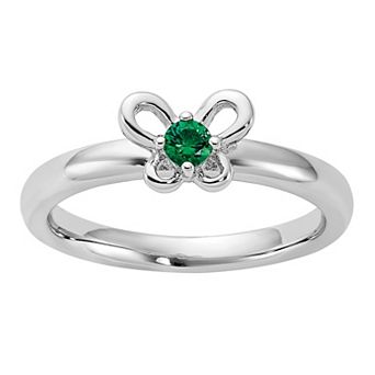 Stacks & Stones Sterling Silver Stackable Round Gemstone Butterfly Ring