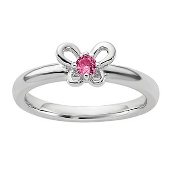 Stacks & Stones Sterling Silver Stackable Round Gemstone Butterfly Ring