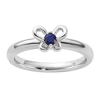 Stacks & Stones Sterling Silver Stackable Round Gemstone Butterfly Ring