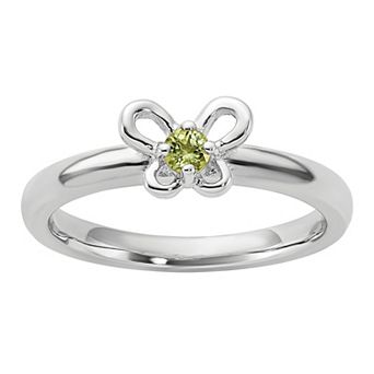 Stacks & Stones Sterling Silver Stackable Round Gemstone Butterfly Ring