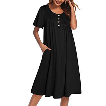 Ekouaer House Dress with Pockets Short Sleeve Moo Moos Nightgowns Floral Print Mumu Dresses