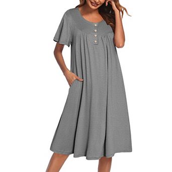 Ekouaer House Dress with Pockets Short Sleeve Moo Moos Nightgowns Floral Print Mumu Dresses