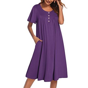 Ekouaer House Dress with Pockets Short Sleeve Moo Moos Nightgowns Floral Print Mumu Dresses