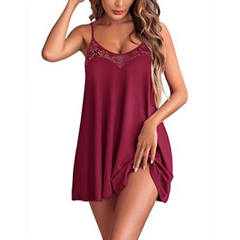 Ekouaer Nightgown Lingerie for Womens Nightwear Lace Chemise Camisole Slip Dress Babydoll Floral