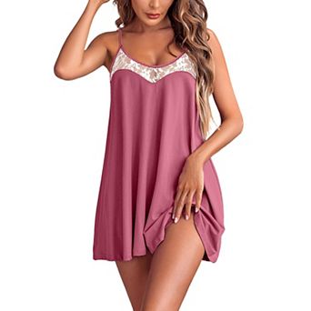 Ekouaer Nightgown Lingerie for Womens Nightwear Lace Chemise Camisole Slip Dress Babydoll Floral