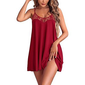 Ekouaer Nightgown Lingerie for Womens Nightwear Lace Chemise Camisole Slip Dress Babydoll Floral