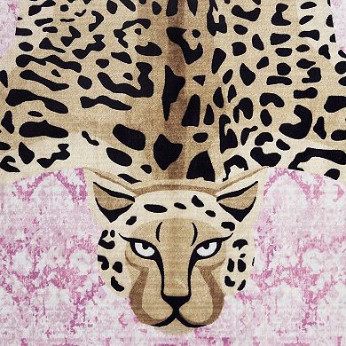 Juicy Couture Finley Leopard Print Medallion Area or Throw Rug