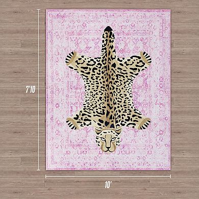 Juicy Couture Finley Leopard Print Medallion Area or Throw Rug