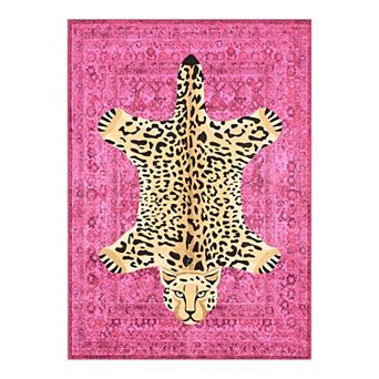 Juicy Couture Finley Leopard Print Medallion Area or Throw Rug