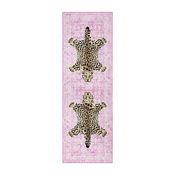 Juicy Couture Finley Leopard Print Medallion Area or Throw Rug