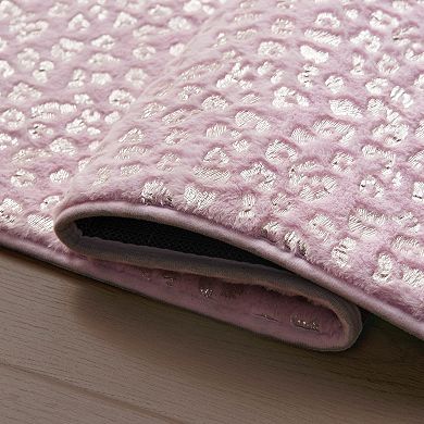 Juicy Couture Metallic Leopard Print Plush Area Rug