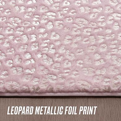 Juicy Couture Metallic Leopard Print Plush Area Rug