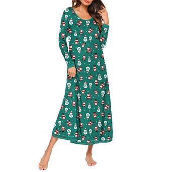 Ekouaer Nightgown Womens Long Sleeve Sleepwear Full Length Long Nightshirt Soft Loungewear