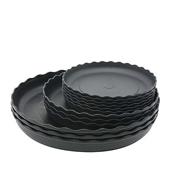 JUANWANG 12-Pack Plastic Plant Saucers, 6/8/10 Inch Black Drip Trays, Indoor/Outdoor