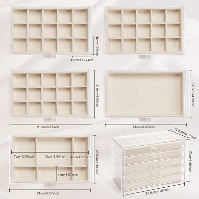 Clear Acrylic Jewelry Box with 5 Drawers Earring Ring Holder