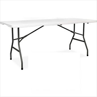 6ft White Plastic Folding Table, HDPE Portable & Foldable for Party, Meeting and Outdoor Use