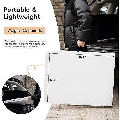 6ft White Plastic Folding Table, HDPE Portable & Foldable for Party, Meeting and Outdoor Use