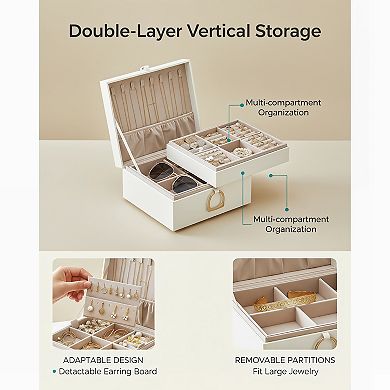 2 Layer Jewelry Box with Handle and Removable Tray