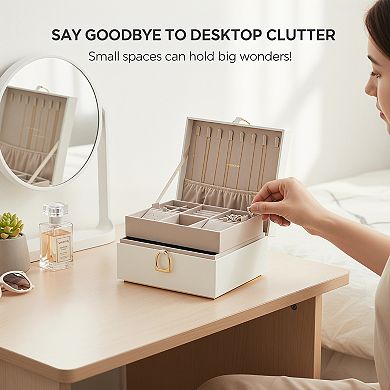 2 Layer Jewelry Box with Handle and Removable Tray