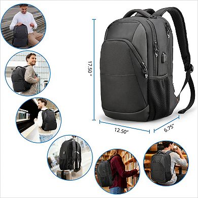 Travel Laptop Backpack with USB Port for 16" Laptop, Black