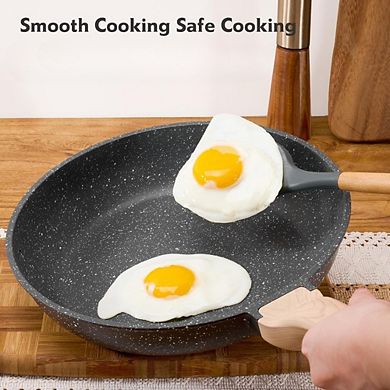 JUANWANG 8" Granite Nonstick Fry Pan, Omelette & Chef Skillet, Induction Compatible