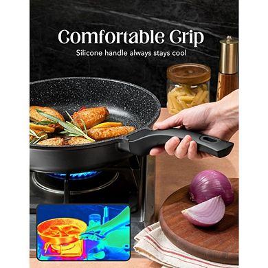 JUANWANG 12" Nonstick Frying Pan, Dishwasher Safe, Cool-Grip Handle, All Stovetop Use