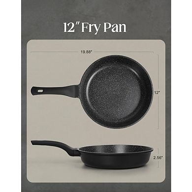 JUANWANG 12" Nonstick Frying Pan, Dishwasher Safe, Cool-Grip Handle, All Stovetop Use