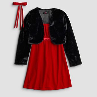 Girls 7-16 IZ Byer Long Sleeve Bolero & Velvet Babydoll Dress 2 pc Set