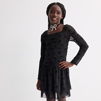 Girls 7-16 IZ Byer Long Sleeve Ruched Drop Waist Tiered Dress