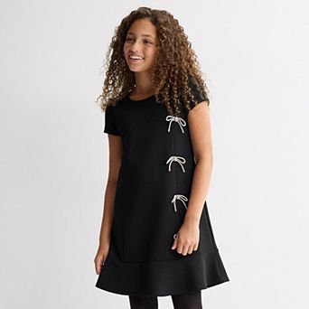 Girls 7-16 IZ Byer Short Sleeve Dress With Bow Trim