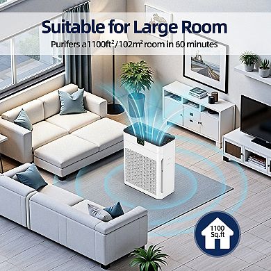 1100 sq. ft. H13 HEPA Personal Air Purifier in White with PM2. 5 Sensor, Sleep Mode