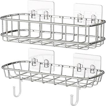 Wall-Mounted Chrome Bathroom Caddy