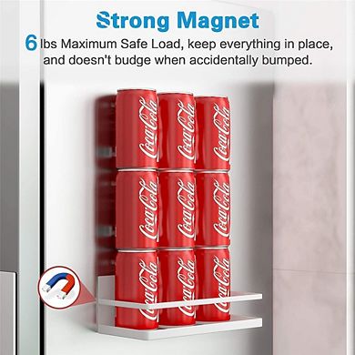 2-Pack Magnetic Spice Rack Shelf with Hooks, Space-Saving Kitchen Organizer