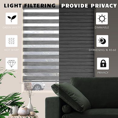 Blinds for Windows,Dual Layer Zebra Blinds &Light Filtering Roller Shades (Height 72in, Width 20 in)
