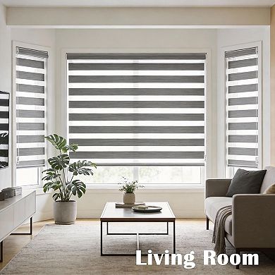 Blinds for Windows,Dual Layer Zebra Blinds &Light Filtering Roller Shades (Height 72in, Width 20 in)